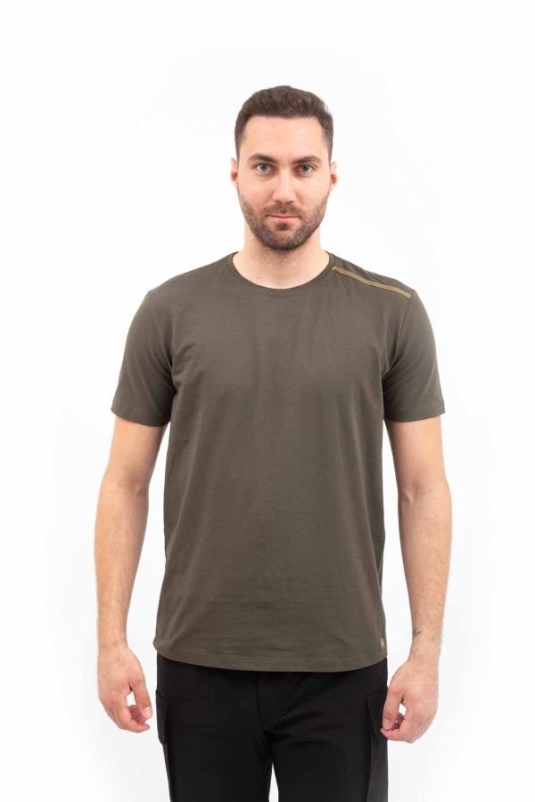 Outdoor T-shirt Günlük Pamuklu Basic Erkek haki