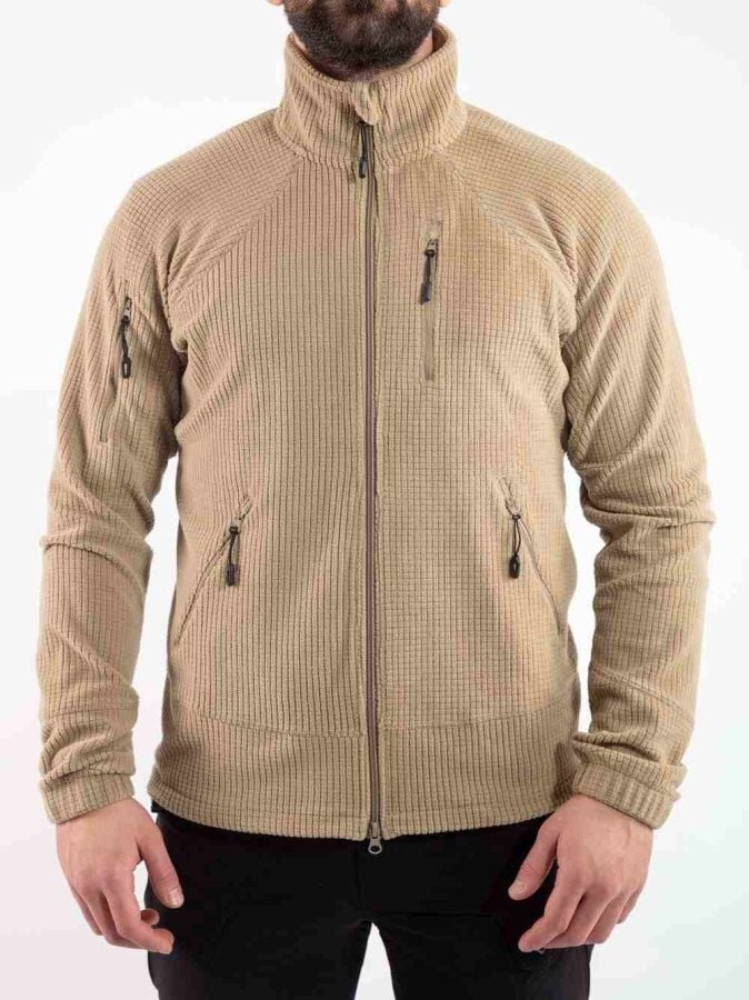 Taktik Outdoor Erkek Petek Polar Sweatshirt Tüylenmez bej