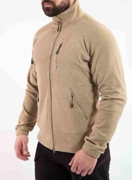 Taktik Outdoor Erkek Petek Polar Sweatshirt Tüylenmez bej