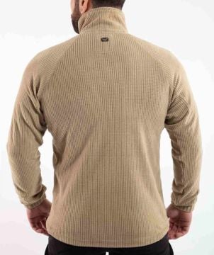 Taktik Outdoor Erkek Petek Polar Sweatshirt Tüylenmez bej