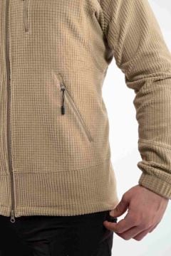 Taktik Outdoor Erkek Petek Polar Sweatshirt Tüylenmez bej