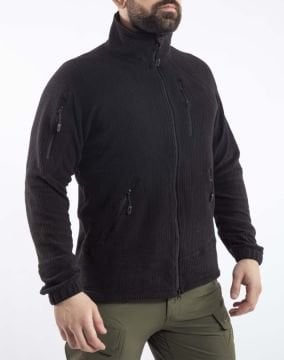 Taktik Outdoor Erkek Petek Polar Sweatshirt Tüylenmez siyah