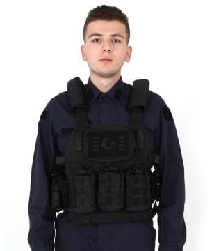 Tactical Balistik Plaka Takılabilen Açık Cepli Siyah Hücum Yeleği