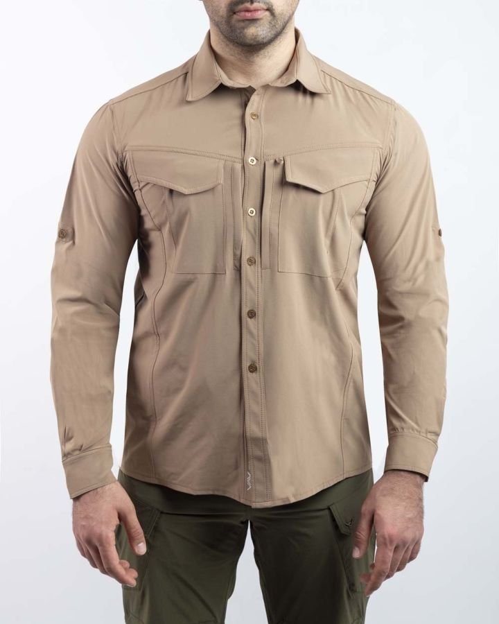 Tactical Outdoor Gömlek Esnek Fit Erkek KOYU BEJ