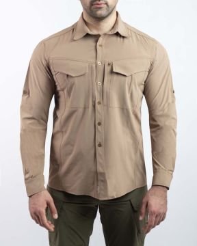 Tactical Outdoor Gömlek Esnek Fit Erkek KOYU BEJ