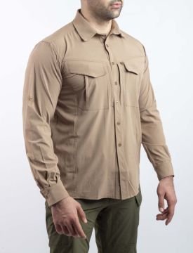 Tactical Outdoor Gömlek Esnek Fit Erkek KOYU BEJ