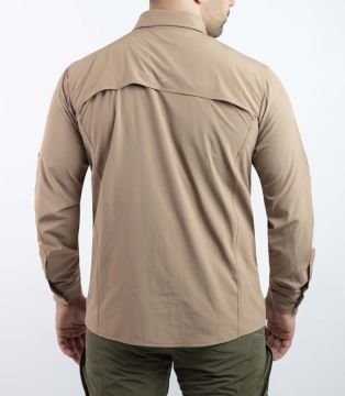 Tactical Outdoor Gömlek Esnek Fit Erkek KOYU BEJ