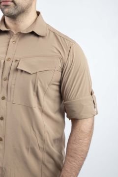 Tactical Outdoor Gömlek Esnek Fit Erkek KOYU BEJ