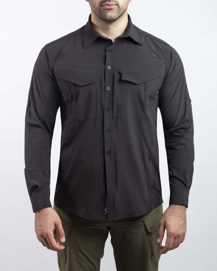 Tactical Outdoor Gömlek Esnek Fit Erkek Siyah