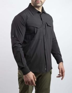 Tactical Outdoor Gömlek Esnek Fit Erkek Siyah