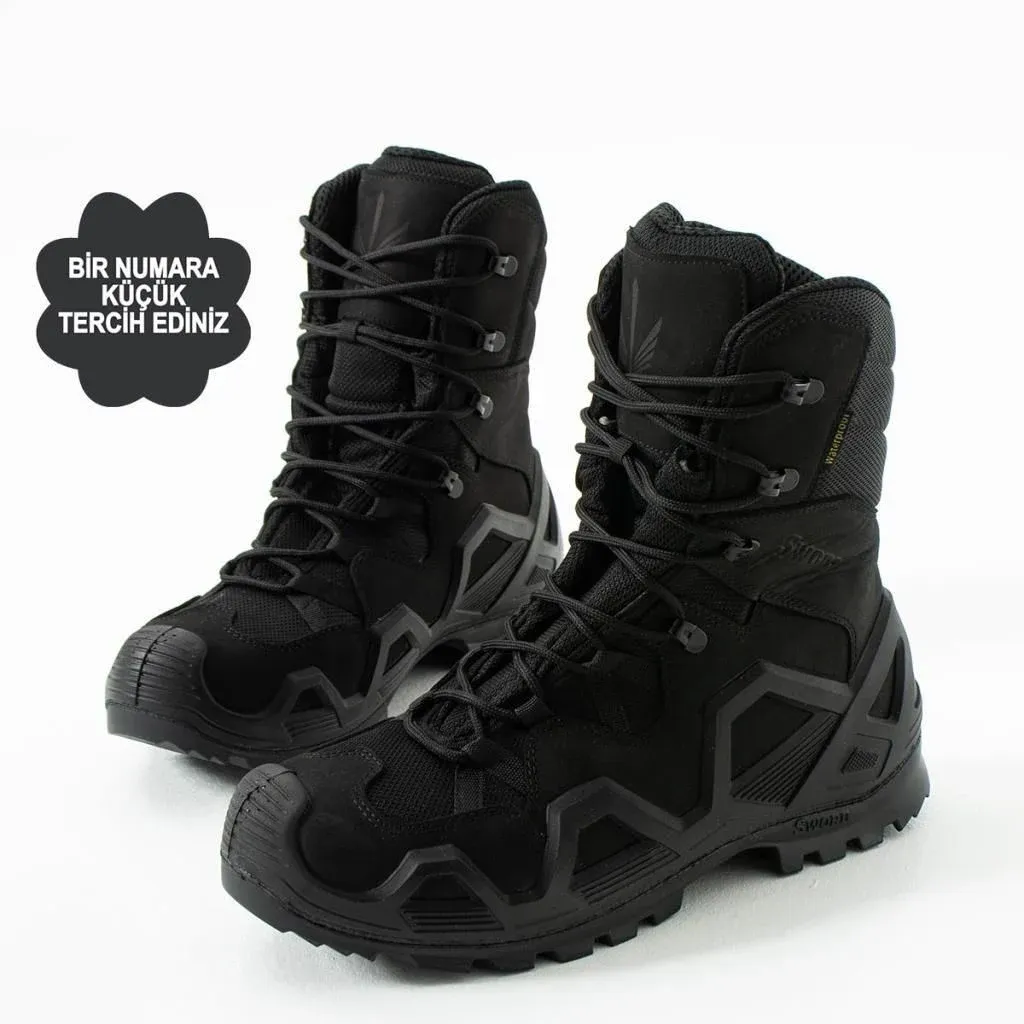 Single Sword Hakiki Deri Su Geçirmez Erkek&Kadın Taktik Askeri Kışlık Bot ve Postal SS603 SİYAH