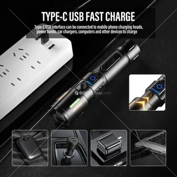 Gold Orion OR-611-TG Alüminyum Alaşımlı El Feneri – 100W Güç, 3000 Lümen, 1000 Metre Menzil!