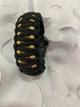 PARACORD BİLEKLİK ÇİFT KATMANLI SİYAH- KAHVE BEJ TABAN