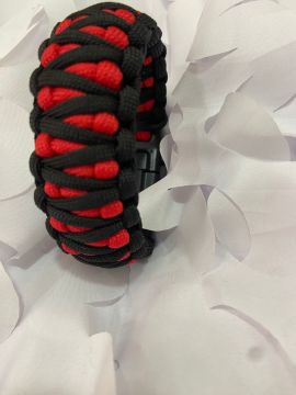 PARACORD BİLEKLİK ÇİFT KATMANLI KIRMIZI SİYAH
